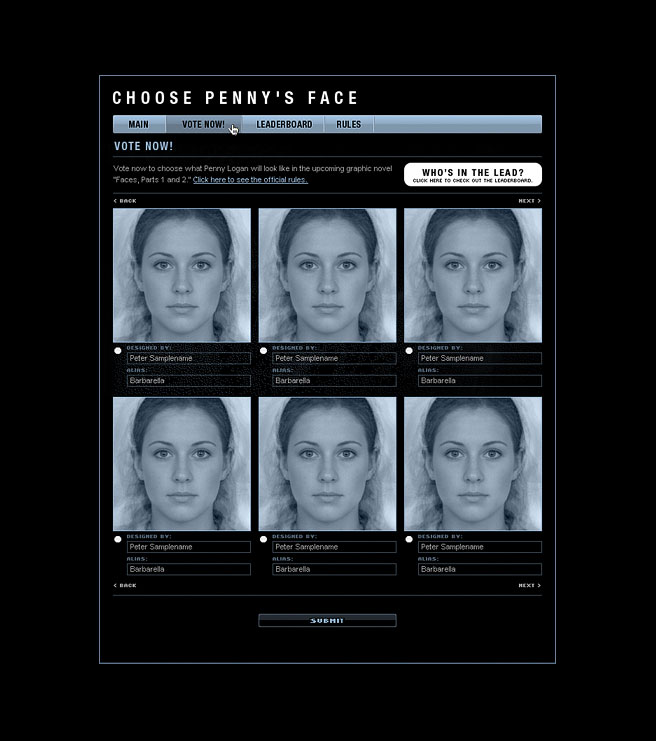 Choose Penny Logan's face main page